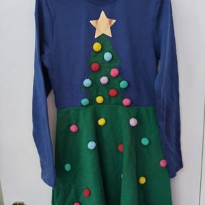 **NEW** Girl's Holiday Christmas Tree Pom Pom Dress Small Medium